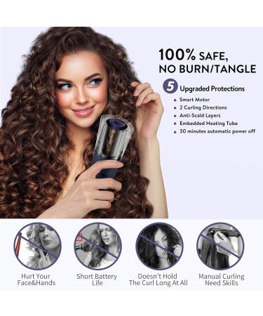 Buy Cordless Auto Hair Curler - Portable Rotating Curling Iron Fast Heating 3 Temps Rechargeable Barrel for Perfect Waves (Blue) - International Shipping Available - Buy Online on GoSupps.com