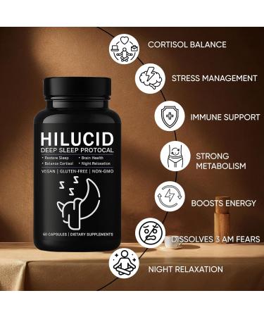 pucges Hilucid Deep Sleep Sleep Support Supplement with Magnesium Glycinate Ashwagandha L-Theanine GABA Balance Cortisol & Night Relaxation 60 Capsules (1) - Buy Online on GoSupps.com