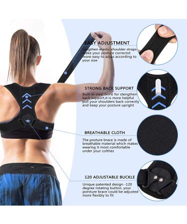 MYSEXY Posture Corrector Upper Back Brace for Women and Men - Pain Relief Belt for Neck, Shoulder, and Back Support - Spine Straightener Breathable Design - Adjustable and Upgraded - Black - Buy Online on GoSupps.com