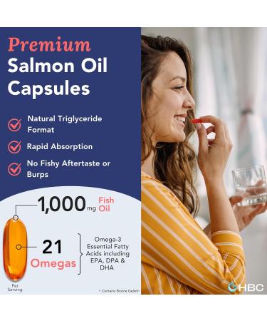 High Strength Omega 3 Fish Oil - 1000mg Norwegian Salmon Oil with EPA & DHA No Burping or Aftertaste Omega 3 Fatty Acids Supplement for Eye Brain & Heart Triglyceride Form - 180 Capsules Salmon Oil 180 Count (Pack of 1) - Buy Online on GoSupps.com
