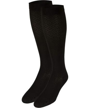 Truform Compression Socks for Women - 15-20 mmHg Knee High Dress Socks Brown Diamond Knit Large (Pack of 2) - International Shipping Available - Buy Online on GoSupps.com