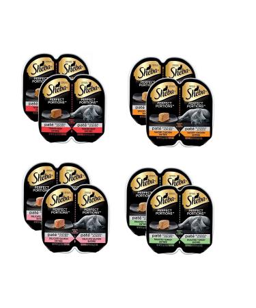 Sheba Perfect Portions Twin Packs of Tender Beef (2), Savory Chicken (2), Roasted Turkey (2), Delicate Salmon (2), 8 twin packs