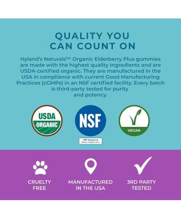 Hyland's Organic Elderberry Plus Gummies Organic Black Elderberry with ZINC and Vitamin C Immune Support Supplement for Adults 60 Vegan Gummies (30 Days) Adult - 60 Count 60 Count (Pack of 1) - Buy Online on GoSupps.com