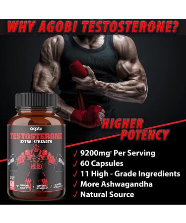 Men's Energy Support Supplement with Ashwagandha, Tribulus, Ginseng - 9200mg Equivalent - 60 Vegan Capsules - Buy Online on GoSupps.com