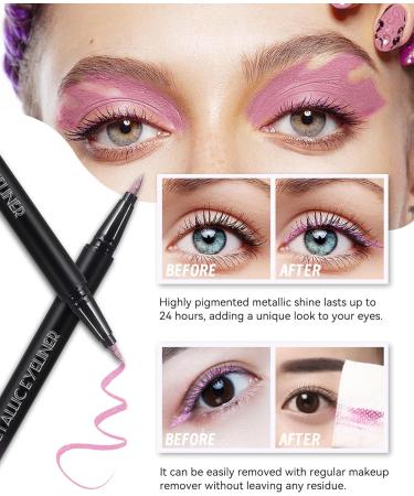 Glitter Waterproof Liquid Eyeliner Gold Sparkling Shimmer Eyeliner Pen Metallic Satin Finish Colored Eye Liner Long-Stay Silky Smooth Ultra-Fine Tip Smudge-proof Eye Makeup for Party Festival-06 06 Gold - Buy Online on GoSupps.com