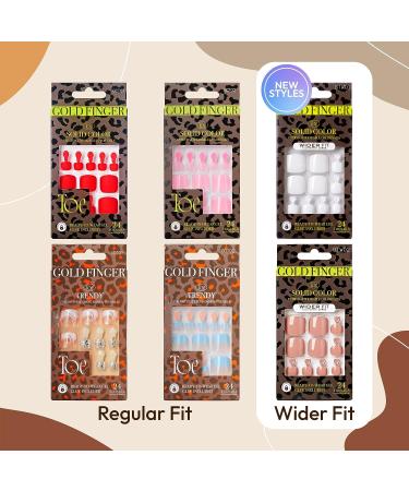 GoldFinger Full Cover Press On Toe Nails Kit with Glue - Pedicure Fake Nails (Perfect Match) - Buy Online on GoSupps.com