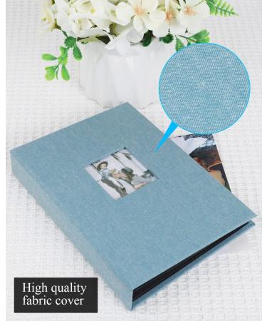 Small Mini Photo Album 13x18 - 56 Photos Linen Cover Black Pages | Ideal Memory Book for Baby Wedding & Family Photos - Cyan-Blue - Buy Online on GoSupps.com