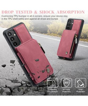 Buy Soonic Leather Protective Cover for Samsung Galaxy A34 5G - Magnetic Wallet Case with Card & Coin Compartments Folding Design Red - Buy Online on GoSupps.com