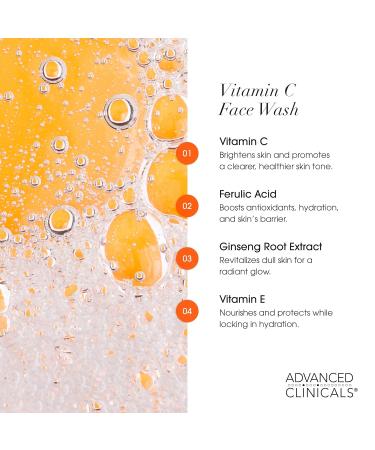 Advanced Clinicals Exfoliating Glycolic Acid & Salicylic Acid Face Wash + Hydrating Vitamin C Facial Cleanser 2pc AM/PM Skin Care Set For Women & Men To Gently Exfoliate & Cleanse Dirt & Oil 2PC 23.5 Fl Oz (2-Piece Set) Vi  - Buy Online on GoSupps.com