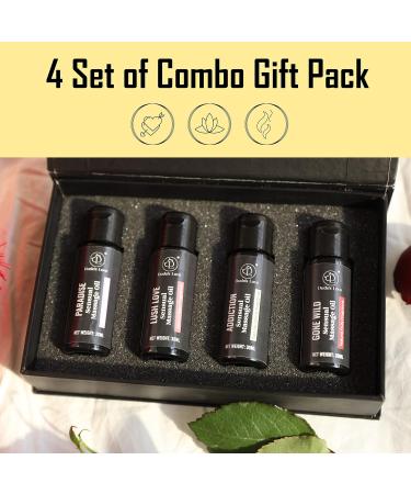 Dude's Love - Aromatic Edible Full Body Sensual Massage Oil Pack of 4 - Combo Gift Set | Trial Pack Massage Oil with Essential Oils - 120 ML Trial Pack (Vanilla Fruity Berry Floral) 30 ml (Pack of 4) - Buy Online on GoSupps.com