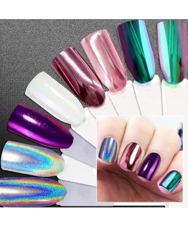 Chrome Nail Powder - White Pearl Holographic Unicorn Mirror Effect Glitter Dust Set - Buy Online on GoSupps.com