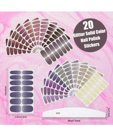 XEAOHESY Glitter Retro Nail Wraps - 280 Pieces, Self-Adhesive Nail Polish Strips in Brown, Gray, Purple, Dark Colors - Nail Art Stickers with File - Buy Online on GoSupps.com