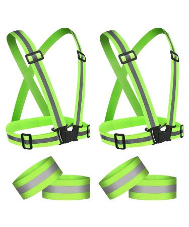 Uraqt Reflecting security vest Set 2 Reflecting warning vest adjustable & 4 Series Elastic reflective bracelet reflectors Safety for bicycle jogging running hiking