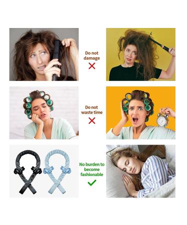 No Heat Curlers Headband for Medium and Long Hair - Heatless Curling Rod for Overnight Styling - Includes Hair Clip and Ties - Blue - Buy Online on GoSupps.com