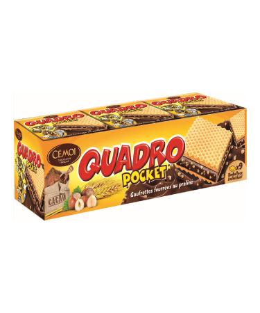 Cemoi C moi - Quadro Pocket Pack of Filled Wafers Chocolate Praline 9 Individually Wrapped Wafers - Made in France Pack of 8 (187g x 8)