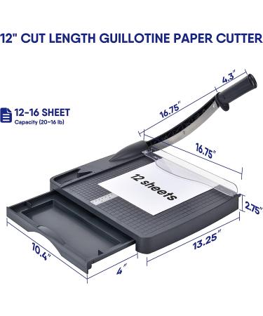 Moonsmile Paper Cutter  12 Inch Cut Length Heavy Duty Guillotine Paper Trimmer with Storage Drawer  Safety Guard  and Blade Lock  12-Sheet Capacity  Cardstock/Cardboard/Laminating Sheet AN22022 - Buy Online on GoSupps.com