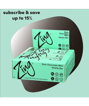 Zing Bars Dark Chocolate Mint Protein Bar - 10g Protein, Gluten Free, Plant-Based, Pack of 12 - Buy Online on GoSupps.com