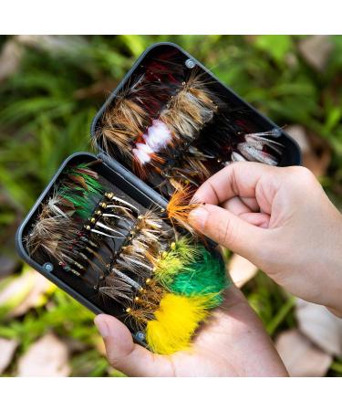 Goture Fly Fishing Kit - 100PCs Bait with Box | Best Fly Fishing Range for Bass Trout Salmon | Dry Flies Streamers & Nymphs - B-76PCs - Buy Online on GoSupps.com