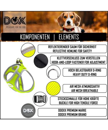 DDOXX Reflecting Airmesh Step-in Dog Harness | Adjustable Puppy Harness for All Sizes | Medium Yellow (Breast Size: 38-43 cm) - Buy Online on GoSupps.com