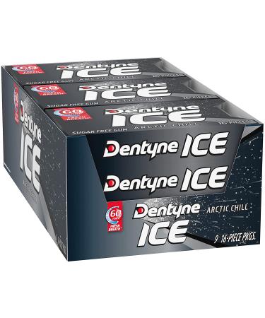 Dentyne Ice Arctic Chill Sugar Free Gum - 144 Total Pieces (16 Count, Pack of 9) - Buy Online on GoSupps.com