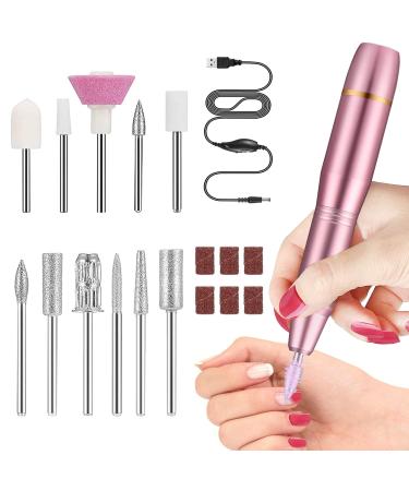 Folai electrical nail drill USB type sand bands for peeling nail removal acrylic nail tools professional manicure pedicure polishing forms for the home salon (pink)