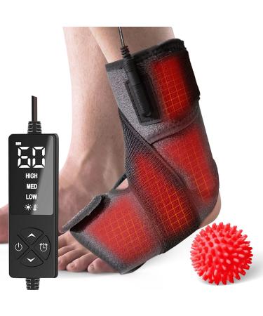 sticro Ankle Heating Pad for Achilles Tendonitis and Plantar Fasciitis Relief  Heated Ankle Brace Foot Heating Pad Wrap with Massage Ball for Sprained Ankle  Arthritis Foot Heel Pain Relief (Gray)
