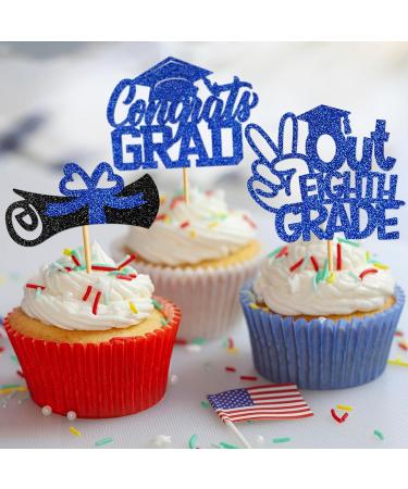 40Pcs 5th Grade Graduation Cupcake Toppers Graduation Cupcake Toppers 2024 Blue Glitter 5th Grade Graduation Party Decorations 2024 Class of 2024 Cupcake Topper for Grade Graduation Party Supplies Bblue - Buy Online on GoSupps.com