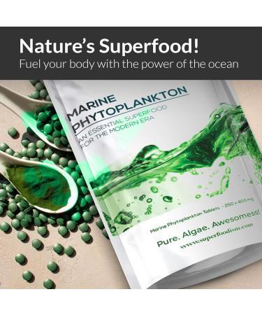 SuperFoodISM Marine Phytoplankton Supplement Superfood Rich in Omega-3 and Essential Nutrients (250 Tablets) - Buy Online on GoSupps.com