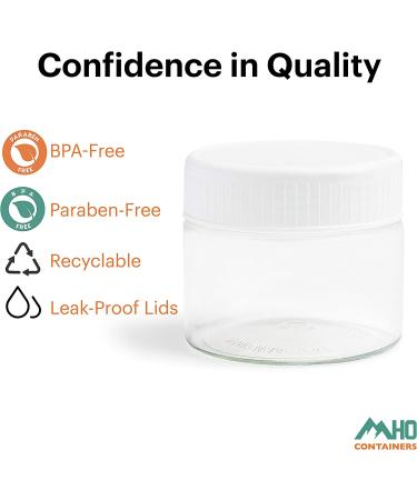 MHO Clear Refillable PET Containers with White Screw-On Lid, BPA/Paraben Free - 3.5 fl oz (104mL) - Set of 12 - Buy Online on GoSupps.com