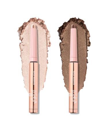 Mally Beauty Evercolor Eyeshadow Stick - Golden Hour Shimmer  Brownstone Shimmer - Waterproof and Crease-Proof Formula - Easy-to-Apply Buildable Color - Cream Shadow Stick