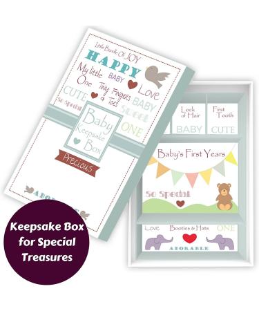 Baby Memory Book w/Keepsake Box & 30 Monthly & Baby First Milestone Stickers - Gender Neutral First Year Scrapbook Journal - Baby Photo Album for Boys & Girls - Buy Online on GoSupps.com