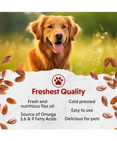 Barlean's Flaxseed Oil for Pets | Omega 3 Supplement for Cats & Dogs - 12 oz | Essentials for Skin & Coat Health - Buy Online on GoSupps.com