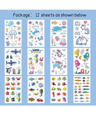 200 PCS Ocean Theme Temporary Tattoos for Kids - Mermaid, Shark, Tropical Fish, Whale - Perfect for Beach Pool Party Supplies - Buy Online on GoSupps.com