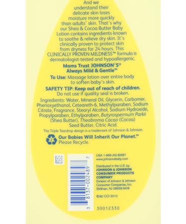 Johnson's Baby Shea & Cocoa Butter Lotion for Sensitive Skin 27 Fl. Oz. - Gentle Moisturizing Formula - Buy Online on GoSupps.com
