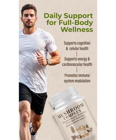 Pelican Vitamins Organic Mushroom Complex 13 Functional Mushrooms 60 Capsules Immune Support Supplement Vegan Non-GMO Zero Sugar 30 Day Supply - Buy Online on GoSupps.com