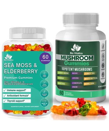 BIO VITALICA Sea Moss Elderberry Gummies & Mushroom Gummies (Bundle)