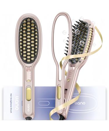 Llano Hair Straightener Brush Upgraded Ionic Hair Straightening Comb with Holder Clamp Anti-Frizz Ceramic Anti-Scald Ceramic straightening Brush All Hair Types (Pink) Coral Pink