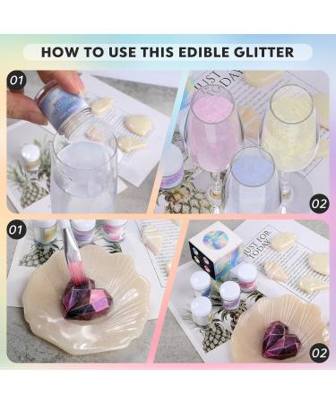 Nomeca Edible Glitter Iridescent Set 4 Colors Edible Luster Dust Food Grade Shimmer Powder for Food & Drinks Cocktails Champagne Beverages Vegan Gluten Nut Free No Taste - 3g/Bottle - Buy Online on GoSupps.com