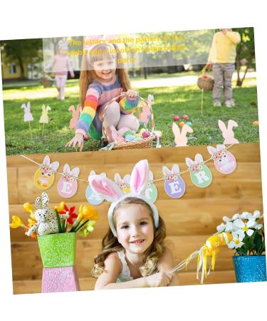 Warmhm Paper Easter Banner 3 Pcs Easter Flag Spring Baby Paper The Sign Easter Paper Bunting 17.5X10CMx3pcs Colorfulx3pcs - Buy Online on GoSupps.com