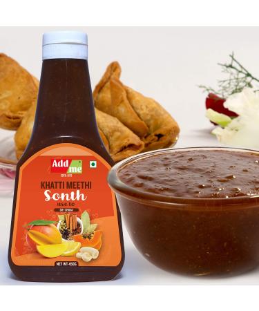 Add me Home Made Khatti Meethi Sonth Chutneys, 450gm Sweet n Sour Sauce dip 450 G bhelpuri Pani Puri Red Chutney for chaat Khatti Meethi Chutney