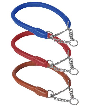 Rolled super SOFT half check leather dog collar: fits up to 18" Leather is 14" (8 mm thick). Fits up to 18" Red