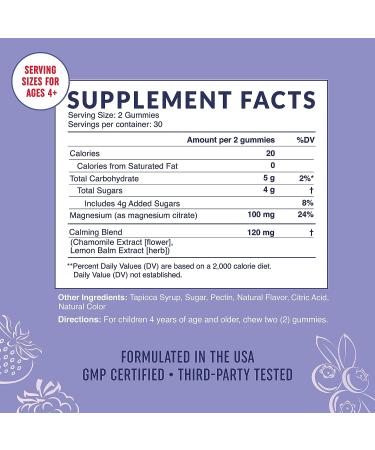 Kids Magnesium Calming Gummies | Natural Relaxation Aid with Chamomile & Lemon Balm | Gluten-Free & Non-GMO | 60 Count - Buy Online on GoSupps.com