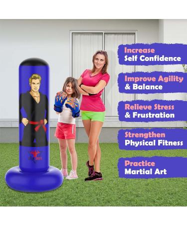 JEELA SPORTS Extendable Punching Bag for Kids 3-12 Years | Inflatable 53-63 inches with Boxing Gloves | Resistant Kids Punching Bag | Burn Off Children's Energy | Perfect Toy Gift for Boys - Buy Online on GoSupps.com