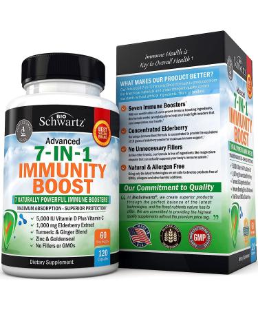 Immune Support Supplement with Zinc, Vitamin C, D, Elderberry, Ginger, D3, Goldenseal - 120ct 60-Day Supply - Dr Approved Immunity Vitamins for Adults - Natural Defense Booster - Buy Online on GoSupps.com