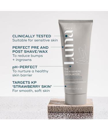 Everywhere Exfoliator 180ml | Natural Vegan Body Scrub with Glycolic & Lactic Acid | Hydrating AHA Formula with Vitamin E | Gentle Daily Use | pH Balancing | Travel Size - Buy Online on GoSupps.com