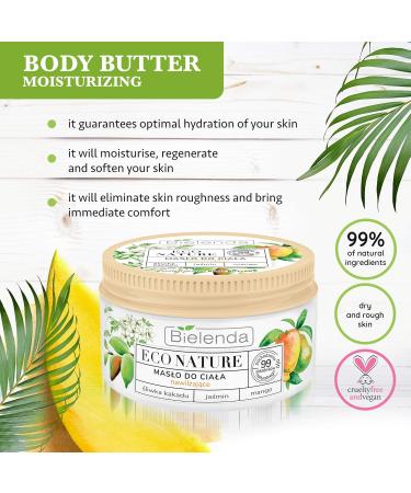 Bielenda Eco Nature Moisturising Butter 250ml - Cockatoo Leaf Jasmine & Mango | International Shipping - Buy Online on GoSupps.com