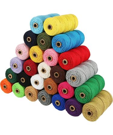 3mm Natural White Macrame Cotton Cord - 109 Yards | 45 Color Options - 4 Ply Twisted Macrame Yarn - Perfect Macrame Supplies for DIY Crafts - Buy Online on GoSupps.com