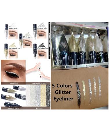 Go Ho Glitter Liquid Eyeliner Set - 5 Colors Metallic Shimmer | Korean Makeup Waterproof Long Lasting Formula for Sparkle Eyes - Buy Online on GoSupps.com