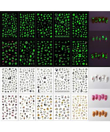 TailaiMei Glow in The Dark Halloween Nail Stickers - 10 Fluorescent Design Decals for DIY Nail Art and Manicure - Buy Online on GoSupps.com