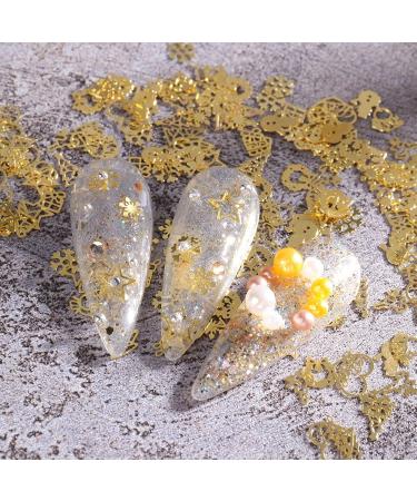 YOXIER 3D Nail Art Decoration Gold Metal Nail Studs Snowflakes Snowmen Elk Bell Nail Flakes Nail Slice Manicure Nail Art Decoration Set - Buy Online on GoSupps.com